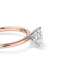 Bague de fiançailles solitaire ronde en diamants brillants de laboratoire TW de 1,25 carat en or rose et blanc 14 carats