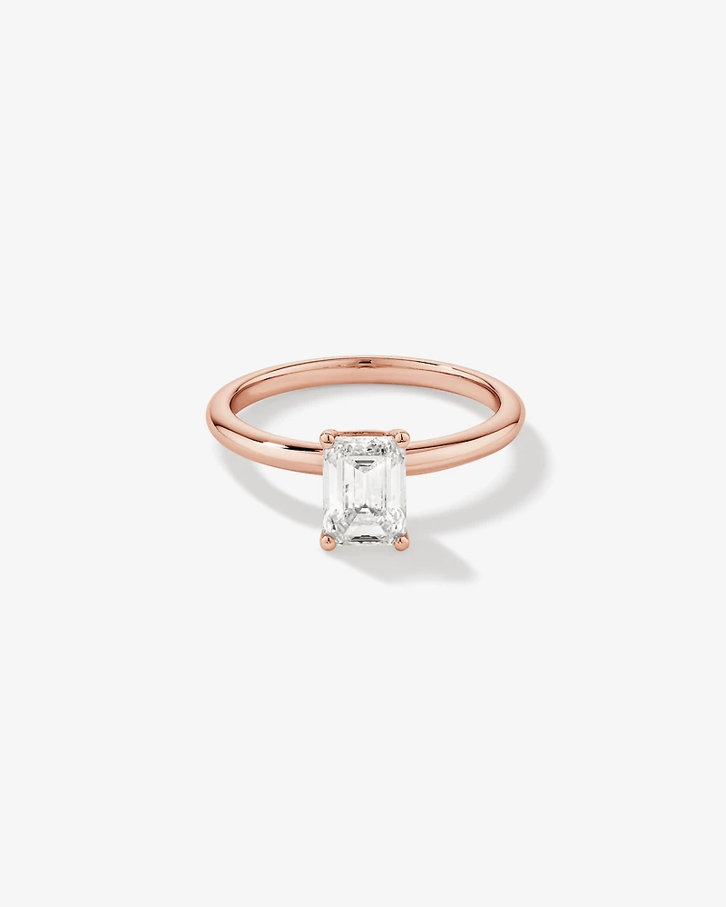 1.25 Carat TW Emerald Cut Laboratory-Grown Diamond Solitaire Engagement Ring In 14kt Rose Gold