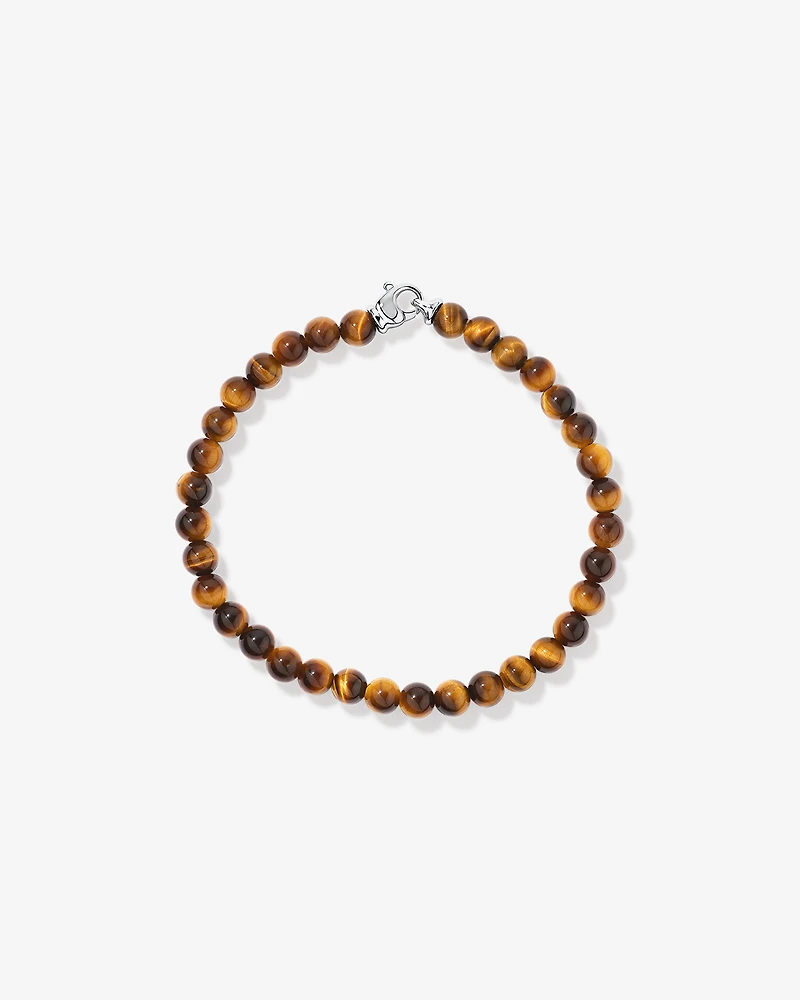21cm Tiger's Eye Bead Bracelet in Sterling Silver