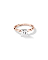Bague de fiançailles solitaire en diamant cultivé en laboratoire TW Princess Cut de 1,25 carat en or rose et blanc 14 carats