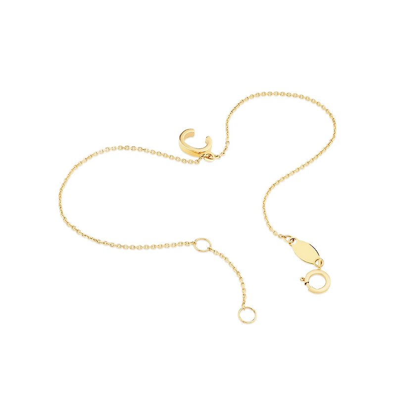 19cm (7.5") C Initial Bracelet in 10kt Yellow Gold