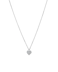 Cubic Zirconia Closed Heart Pendant Necklace in Sterling Silver