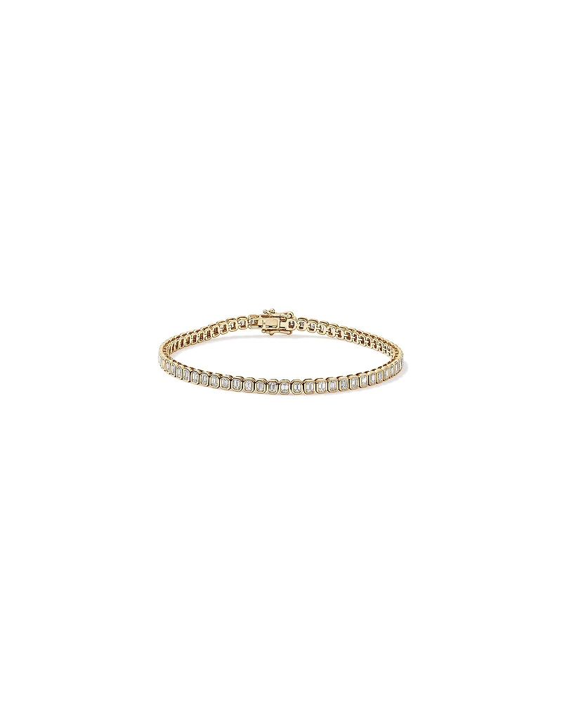2.95 Carat Emerald Laboratory-Grown Diamonds Tennis Bracelet in 10kt Yellow Gold