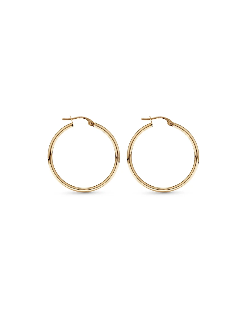 25mm Round Hoop Earrings 10kt Yellow Gold
