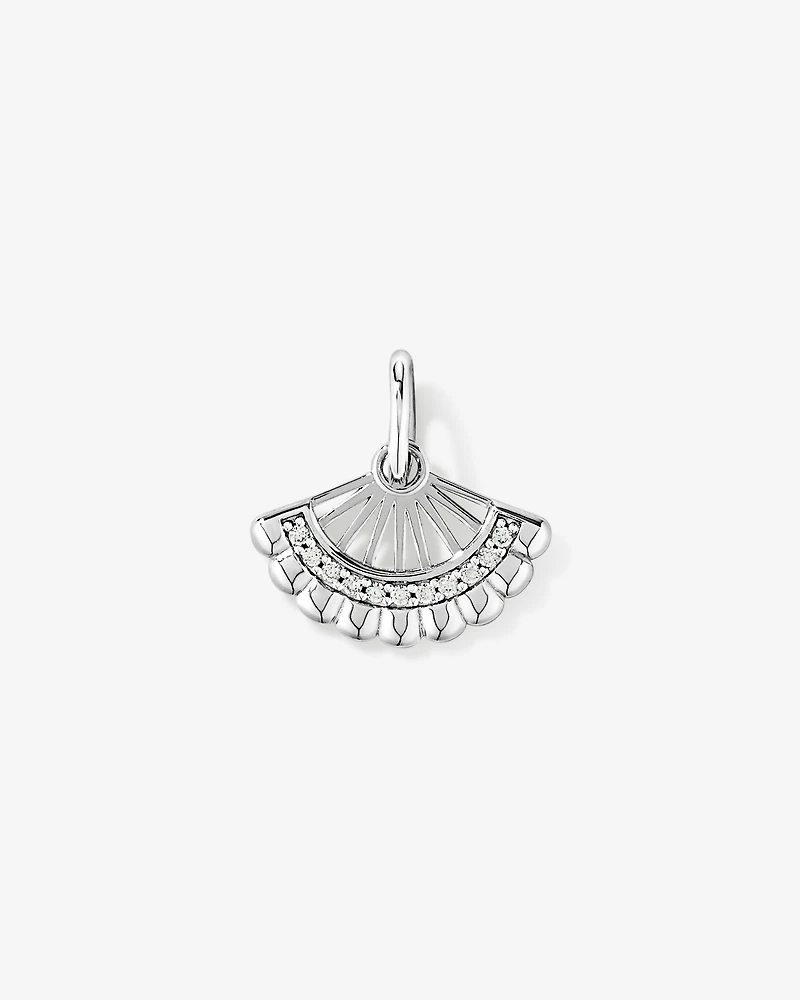Fan Pendant with Cubic Zirconia in Sterling Silver