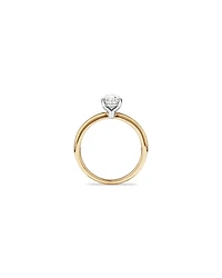 Bague de fiançailles solitaire avec un diamant de culture d'1,25 carat (total carat poids) en or jaune et blanc 14 carats.