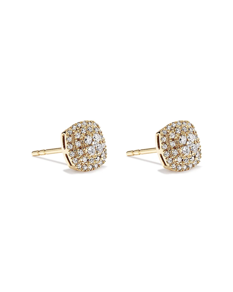 Boucles d’oreilles en grappe de diamants TW TW de 0,30 carat en or jaune 10 carats