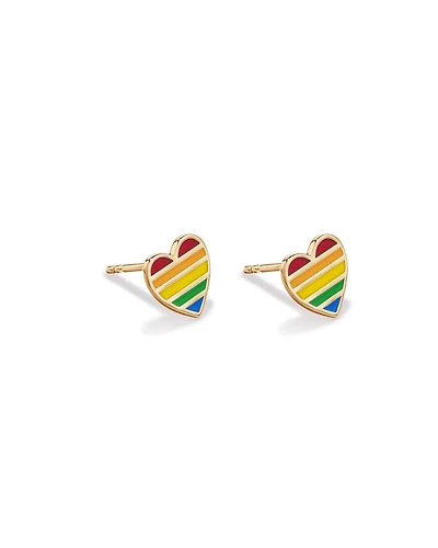 Heart Stud Earrings in 18Kt Vermeil with Enamel