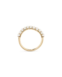 Cultured Freshwater Pearl Wave Band Ring 10kt Yellow Gold