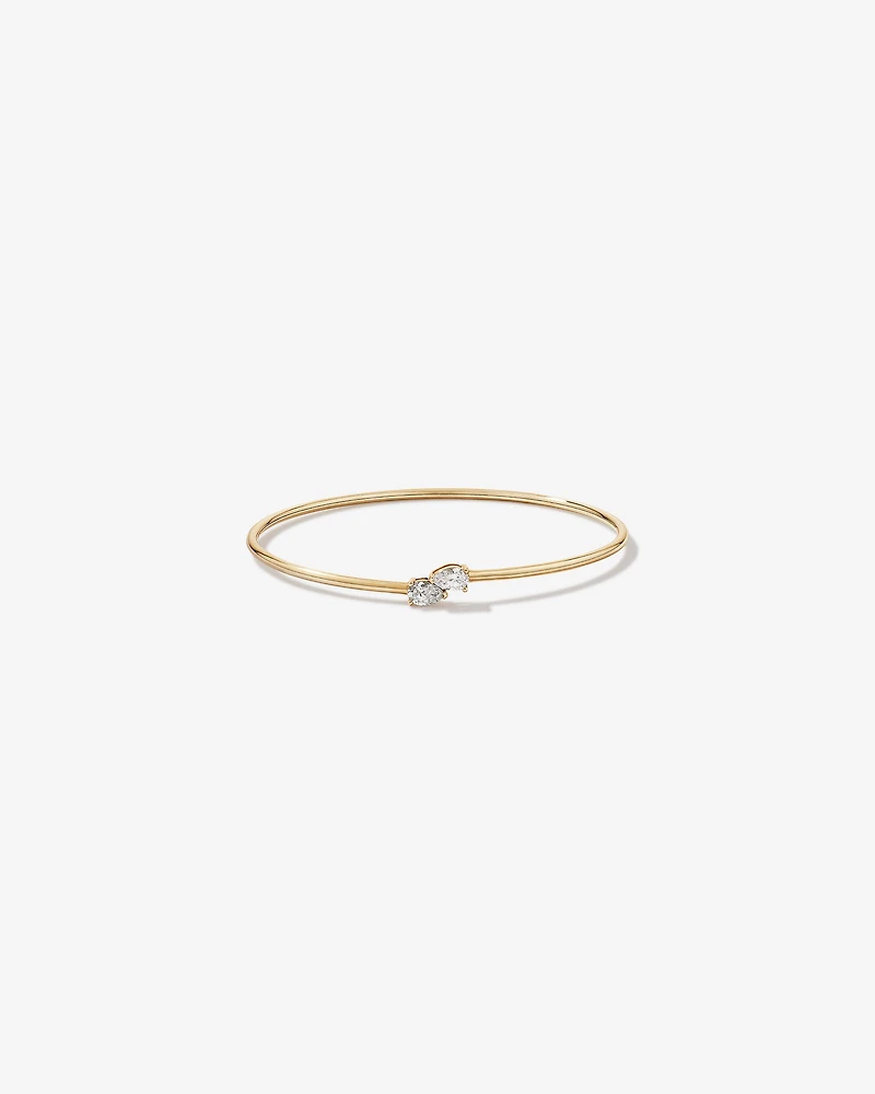 0.60 Carat TW of Laboratory-Grown Pear Cut Diamond Torque Bangle in 10kt Yellow Gold