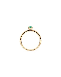 Bague Halo en Pierre Précieuse Émeraude Verte Taille Ovale et 0,08 Carat TW Diamant en Or Jaune 10 kt