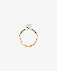 Bague de fiançailles TW coupe ovale 2,00 carats en diamant cultivé laboratoire or jaune et blanc 14