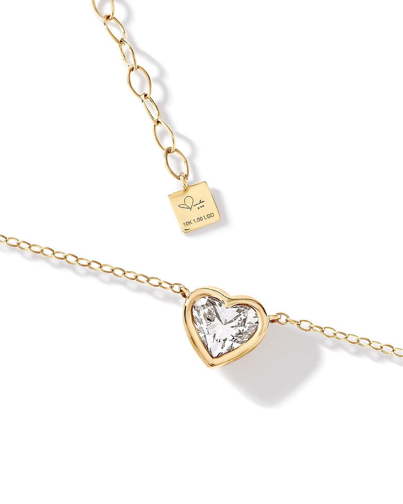 1.00 Carat TW Laboratory-Grown Diamond Heart Necklace  in 10kt Yellow Gold