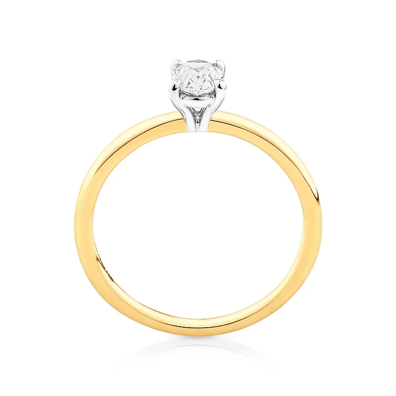 0.50 Carat TW Certified Oval Solitaire Engagement Ring in 18kt Yellow & White Gold