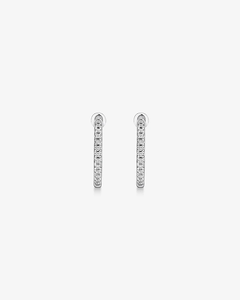Hoop Earrings With 0.25 Carat TW Of Diamonds 10kt White Gold