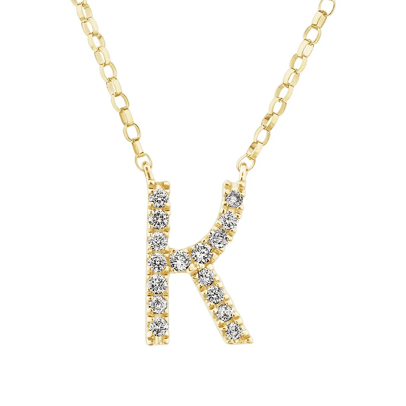 "K" Initial Necklace with 0.10 Carat TW of Diamonds in 10kt Yellow Gold