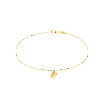 19cm (7.5") E Initial Bracelet in 10kt Yellow Gold