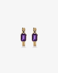 Boucles d'oreilles anneaux Améthyste serties clos en or jaune 10 ct