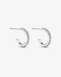 Half Hoop Stud Earrings with Cubic Zirconia in Sterling Silver