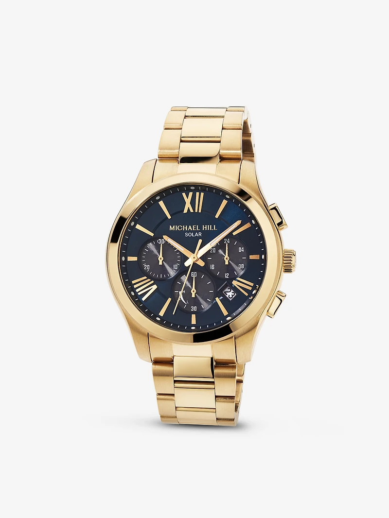 Men's Solar Chronograph Watch in Gold Tone Stainless Steel