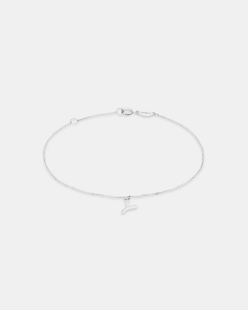 19cm (7.5") Y Initial Bracelet in Sterling Silver