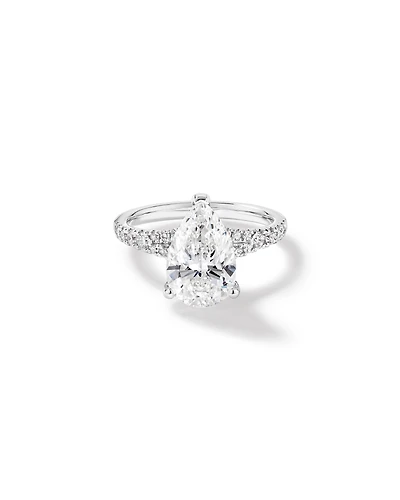 3.50 Carat TW Pear Cut Laboratory-Grown Diamond Engagement Ring in 18kt White Gold