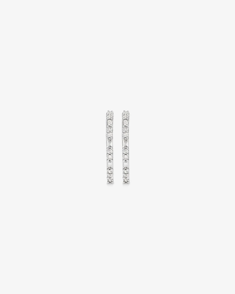 Boucles d'Oreilles Créoles Dot Dash de Diamant de 0,25 Carat TW en Or Blanc 10kt
