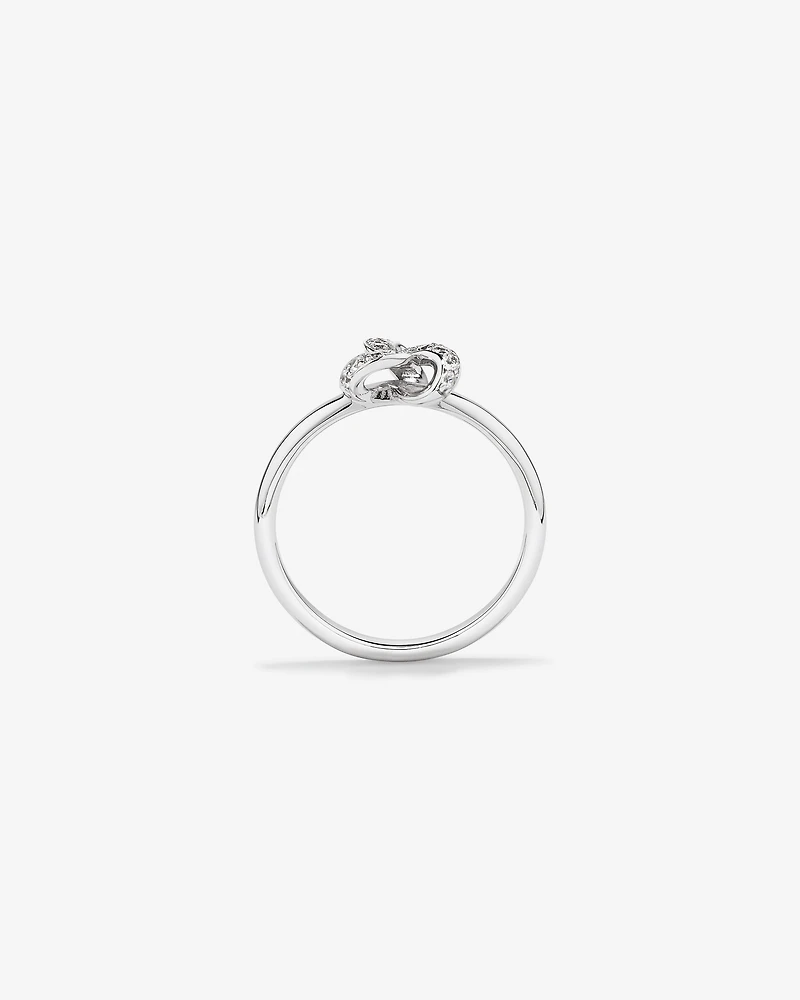 Cubic Zirconia Knot Split Band Ring in Sterling Silver