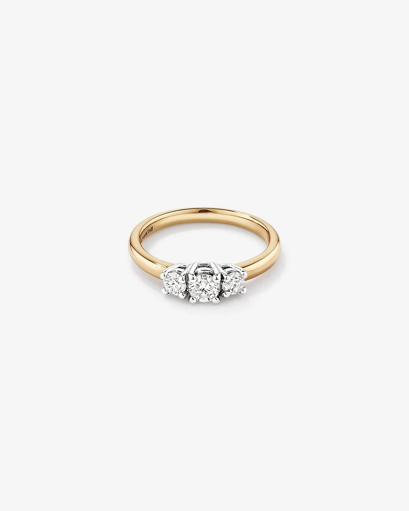 0.50 Carat TW Three Stone Round Brilliant Diamond Engagement Ring in 14kt Yellow and White Gold