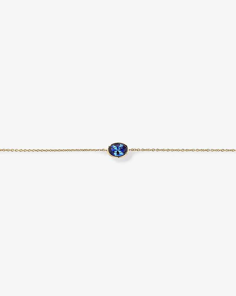 Created Blue Sapphire Bracelet in 10kt Yellow Gold
