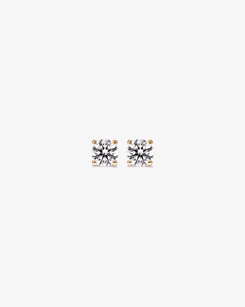 0.50 Carat TW Laboratory-Grown Diamond Solitaire Stud Earrings in 14kt Yellow Gold