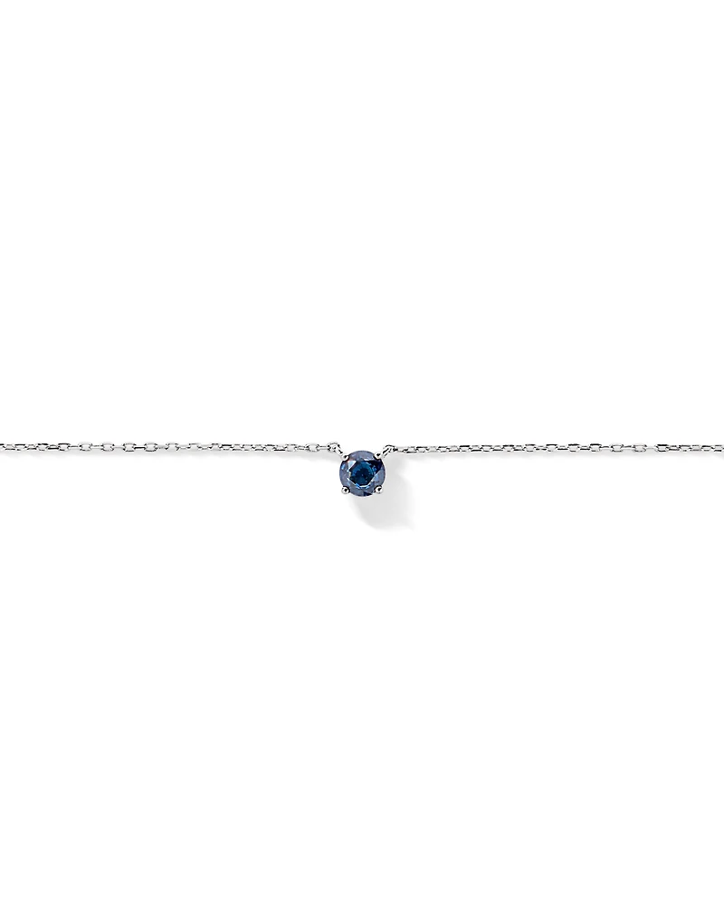 Collier australien saphir taille ronde en or blanc 10 carats