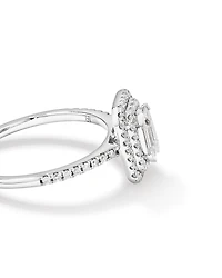 0,50 carat TW bague de fiançailles halo double avec diamant taille pie en or blanc 14 carats