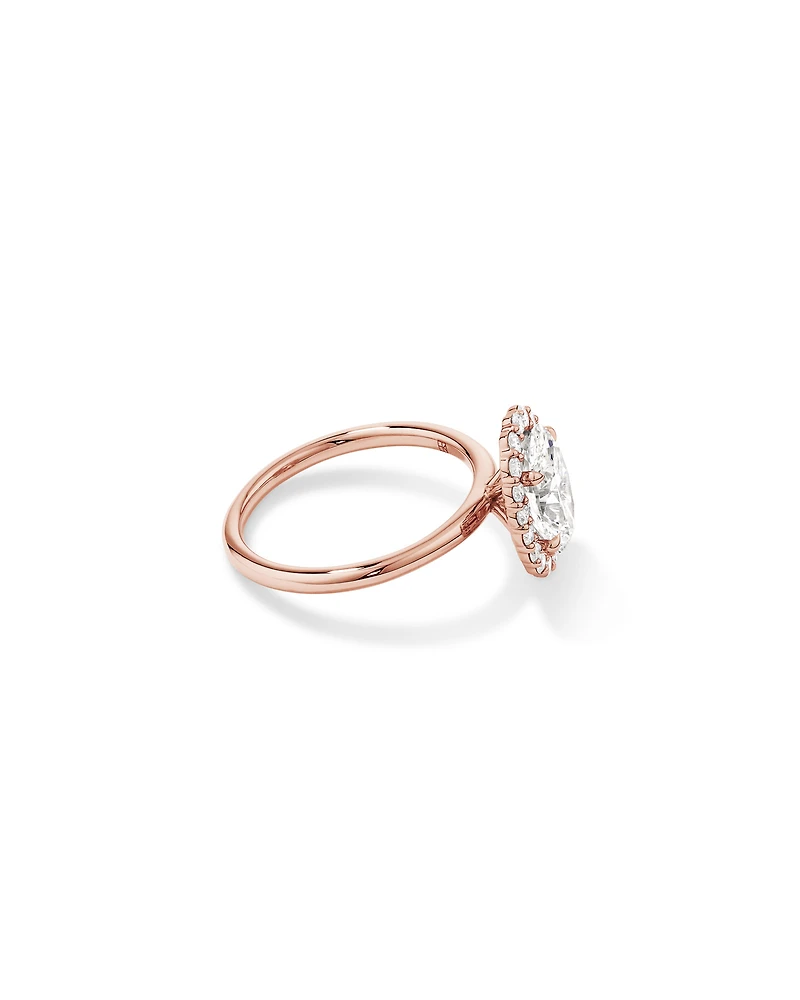 2.34 Carat TW Oval Cut Laboratory-Grown Diamond Halo Engagement Ring in 14kt Rose Gold