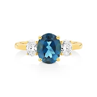 London Blue Topaz Ring with .46 Carat TW Diamonds in 14kt Yellow Gold