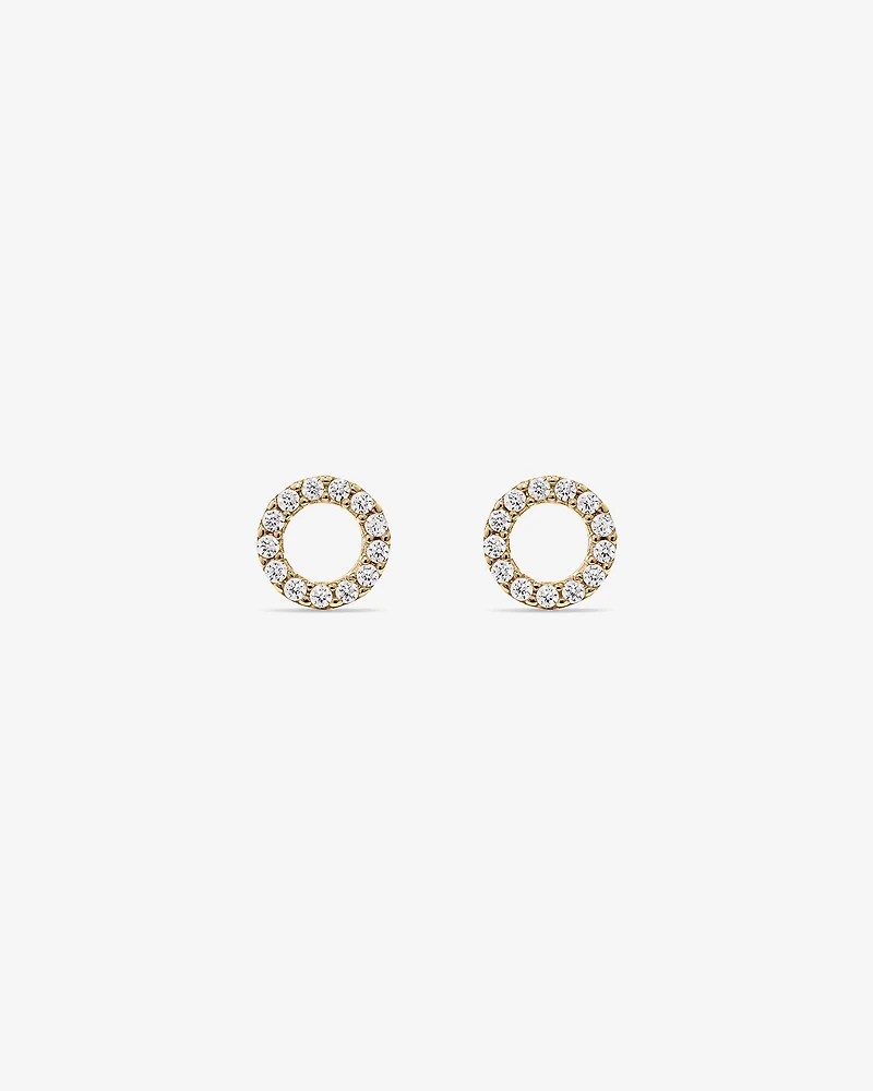 Cubic Zirconia Open Circle Stud Earrings in 10kt Yellow Gold