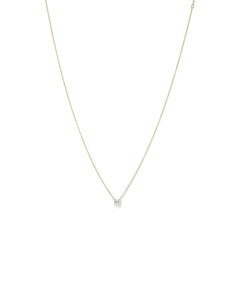 0.50 Carat TW Asscher Cut Laboratory-Grown Diamond Solitaire Necklace in 10kt Yellow Gold