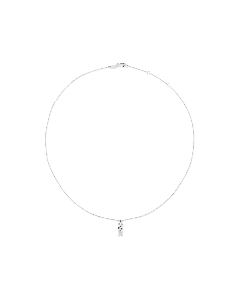 Cubic Zirconia Chevron Pendant Necklace in Sterling Silver