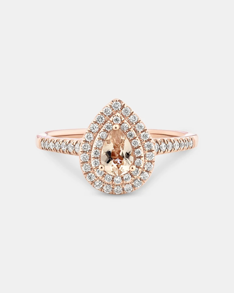 Sir Michael Hill Designer Fashion Ring with Morganite & 0.25 Carat TW of Diamonds in 10kt Rose Gold