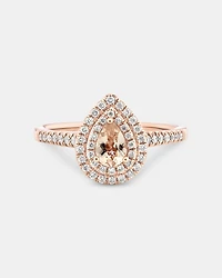 Sir Michael Hill Designer Fashion Ring with Morganite & 0.25 Carat TW of Diamonds in 10kt Rose Gold