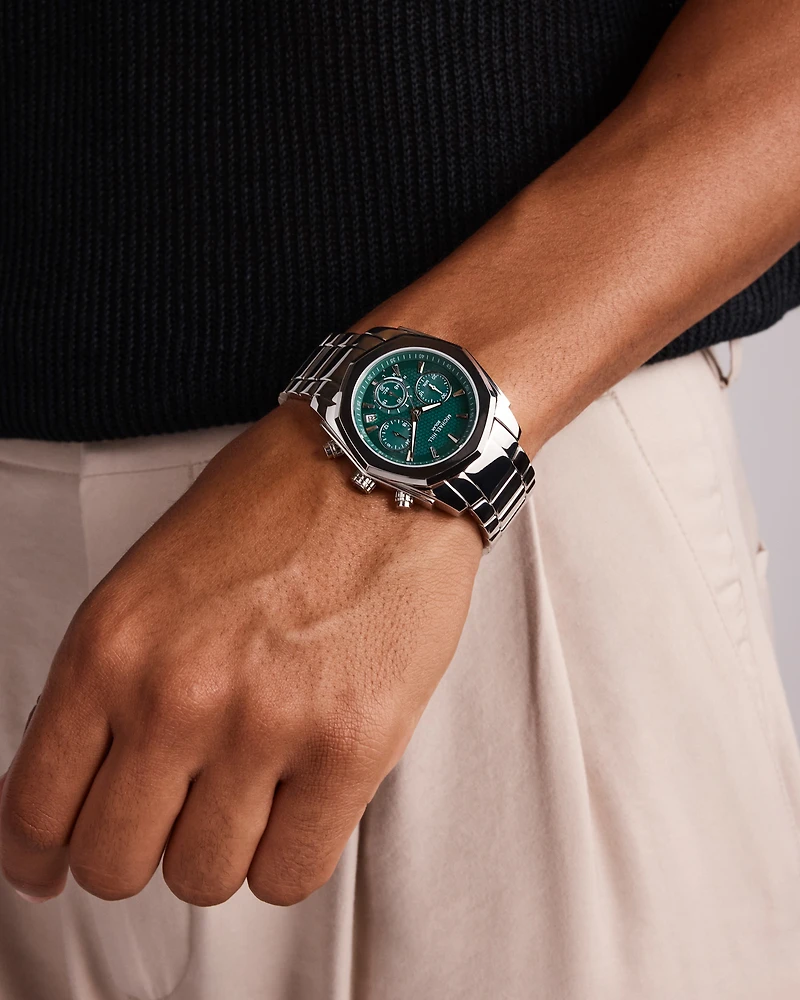 Men's Solar Chronograph Watch in Stainless Steel