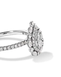 0.62 Carat TW Round Brilliant and Marquise Double Halo Cluster Diamond Ring 14kt White Gold