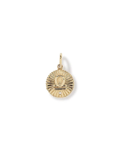 Diamond Accent Libra Zodiac Pendant in 10kt Yellow Gold