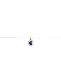 Created Sapphire & 0.47 TW Carat TW Laboratory-Grown Diamond Pendant with Chain in 10kt Gold
