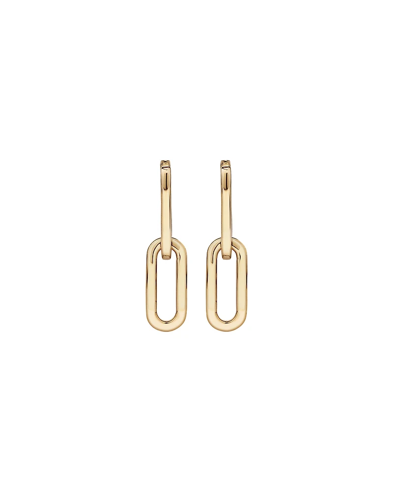 Boucles d'oreilles pendantes Huggie en forme de trombone en or jaune 10 kt