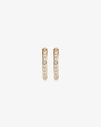 Round Brilliant Diamond Huggie Hoop Earrings in 10kt Yellow Gold