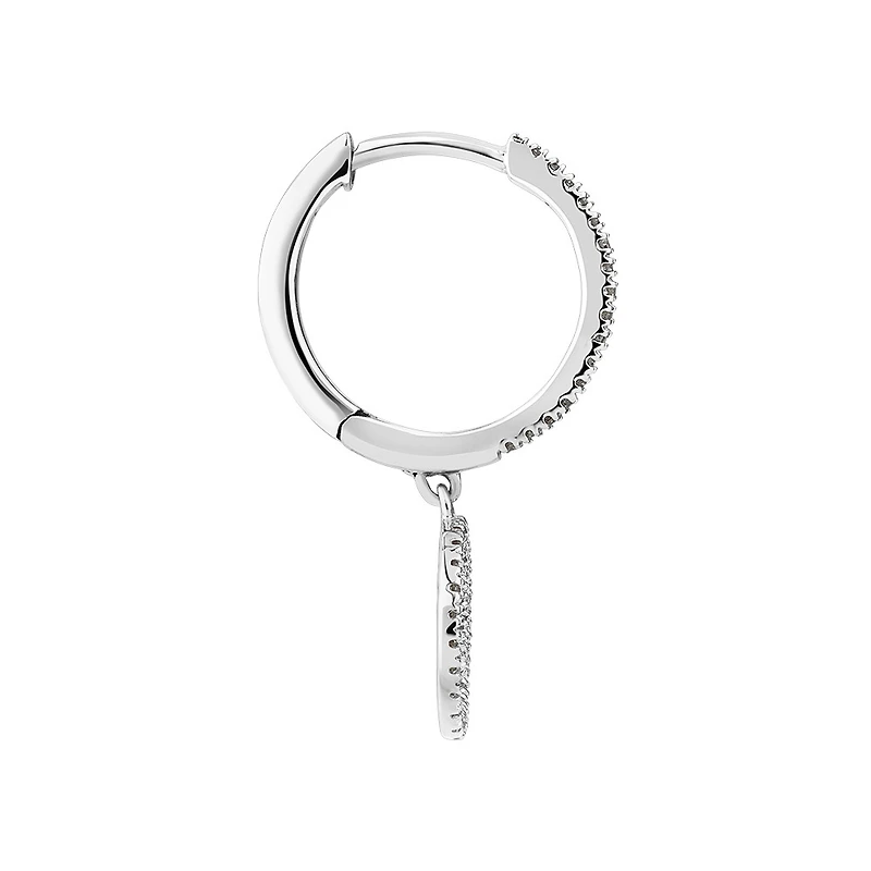 Boucles d'oreilles pendantes double cercle en diamant en argent sterling