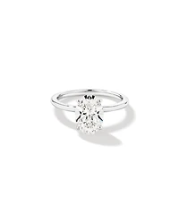 Bague de fiançailles ovale TW 2 carats en diamant solitaire cultivée laboratoire or blanc 14