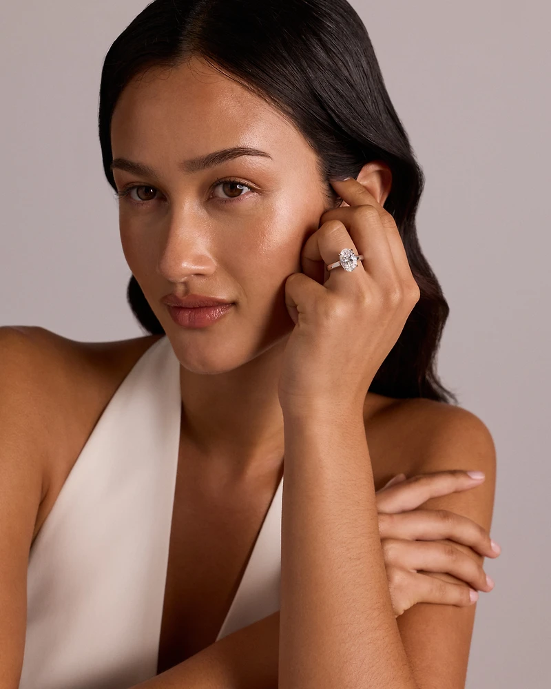 4.47 Carat TW Oval Cut Laboratory-Grown Diamond Engagement Ring in 18kt White Gold