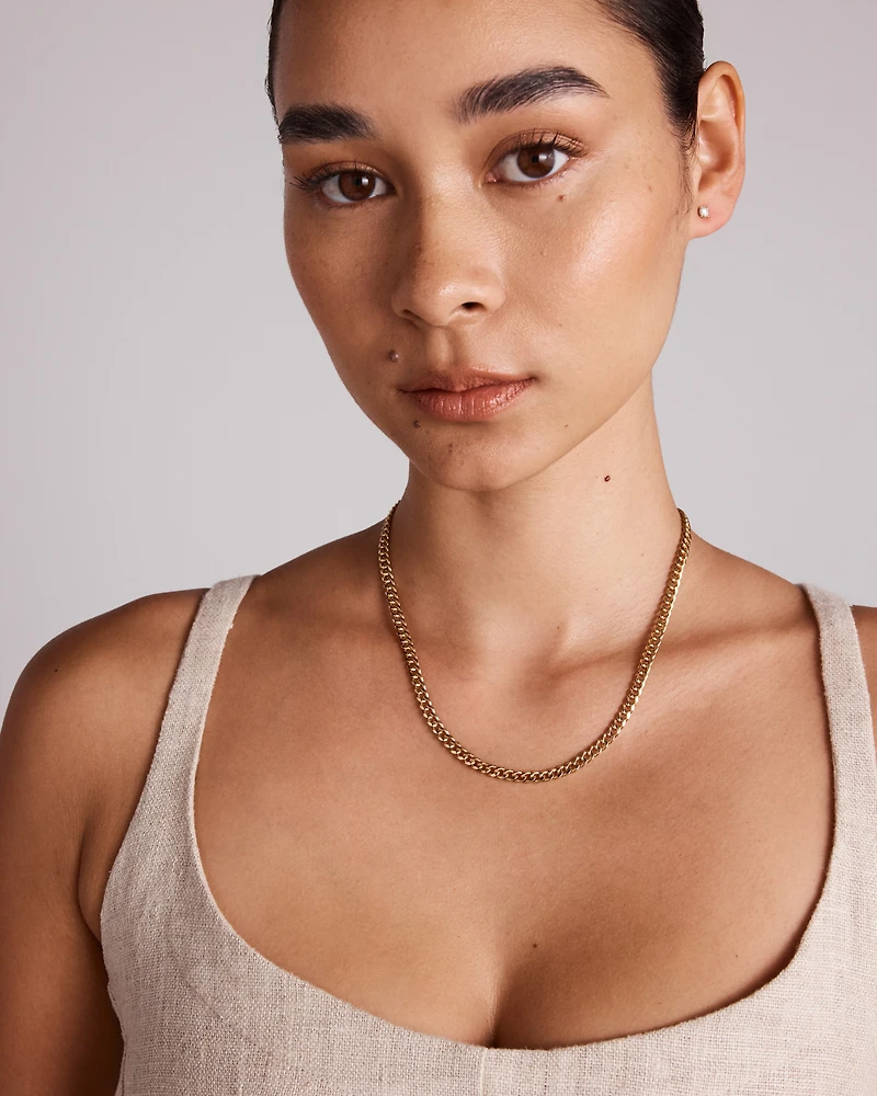 45cm (18”) 4.5mm Width Semi Solid Miami Curb Chain in 10kt Yellow Gold